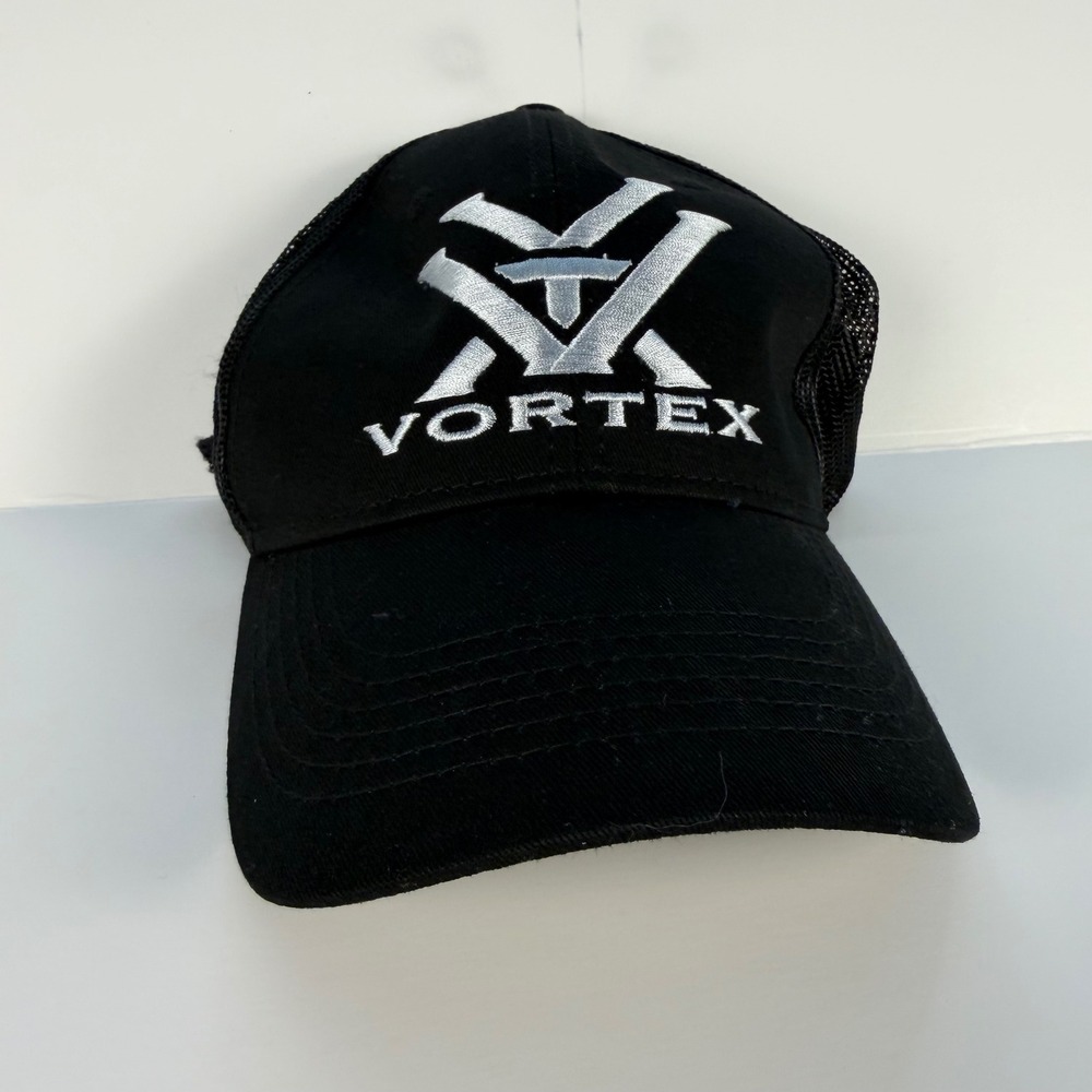 NWT Vortex Trucker Hat Mens OSFM Black Mesh Snapback Embroidered Logo